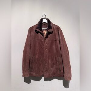 Roundtree And Yorke 100% Genuine Leather Jacket Men L Brown Casual Work Cowboy